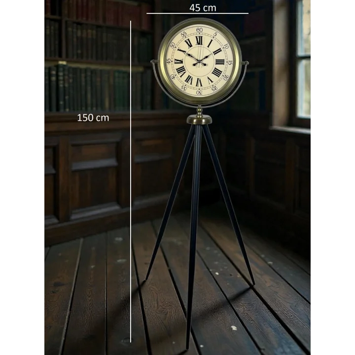 Mey İthalat® Antik Görünümlü Eskitme Tripod Ayaklı Saat