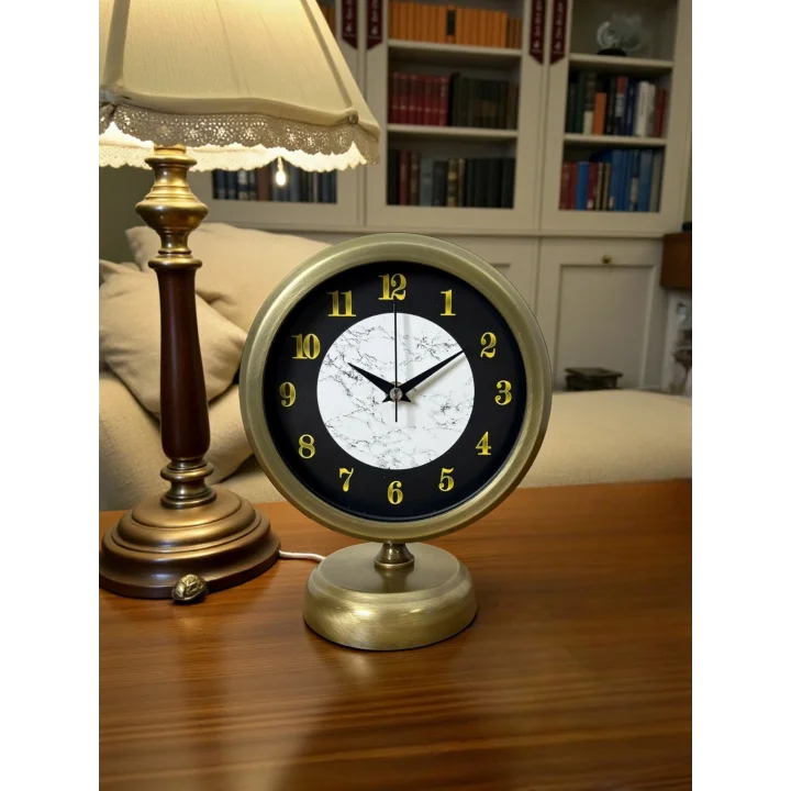 Mey İthalat® Antique Aura 25 x 20 Cm Eskitme Metal Masa Saati