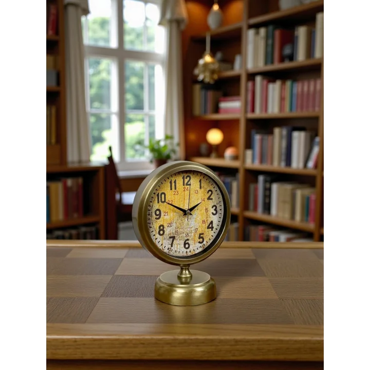 Mey İthalat® Antique Touch 25x20 Eskitme Metal Masa Saati