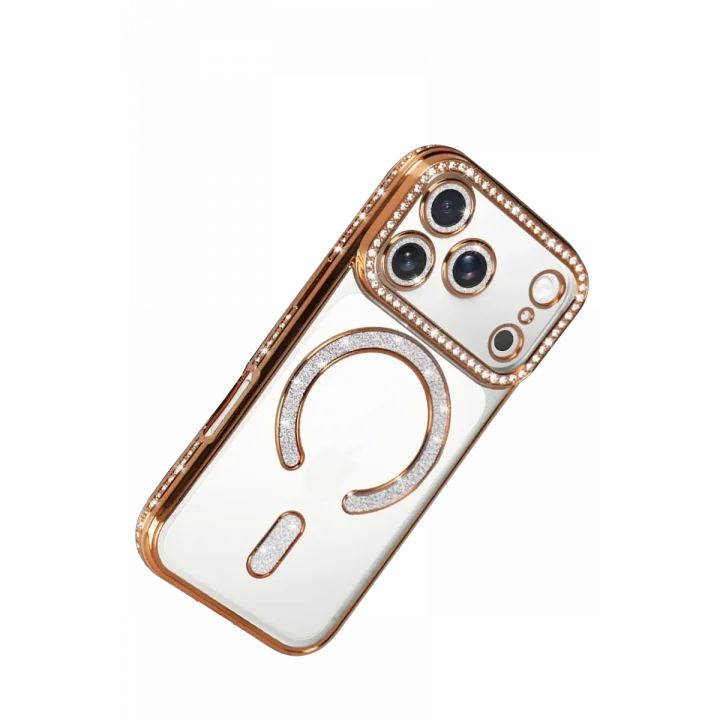 Mey İthalat®   iPhone 17 Pro Joke Simli Magneticsafe Kılıf - Turuncu