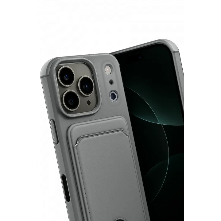 Mey İthalat®   iPhone 17 Pro Kelvin Kartvizitli Silikon - Gri