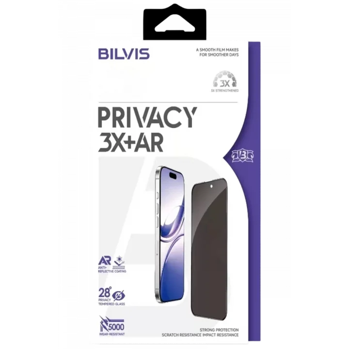 Mey İthalat®  Apple iPhone 17 Pro Max Bilvis 3X AR Hayalet Cam Ekran Koruyucu - Siyah