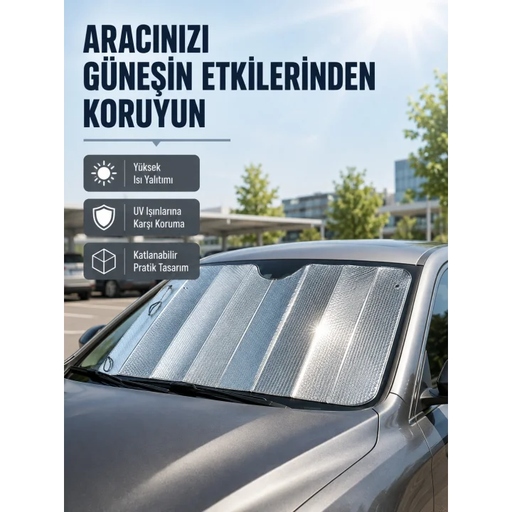 Mey İthalat® Araba Güneşliği Alüminyum Yansıtıcı Yüzeyle Etkili Isı Koruması