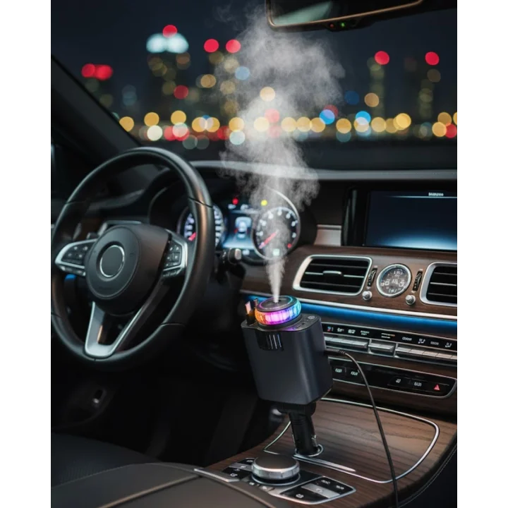 Mey İthalat® Araç İçi Nemlendirici Aromaterapi ve Hızlı Şarj Bir Arada