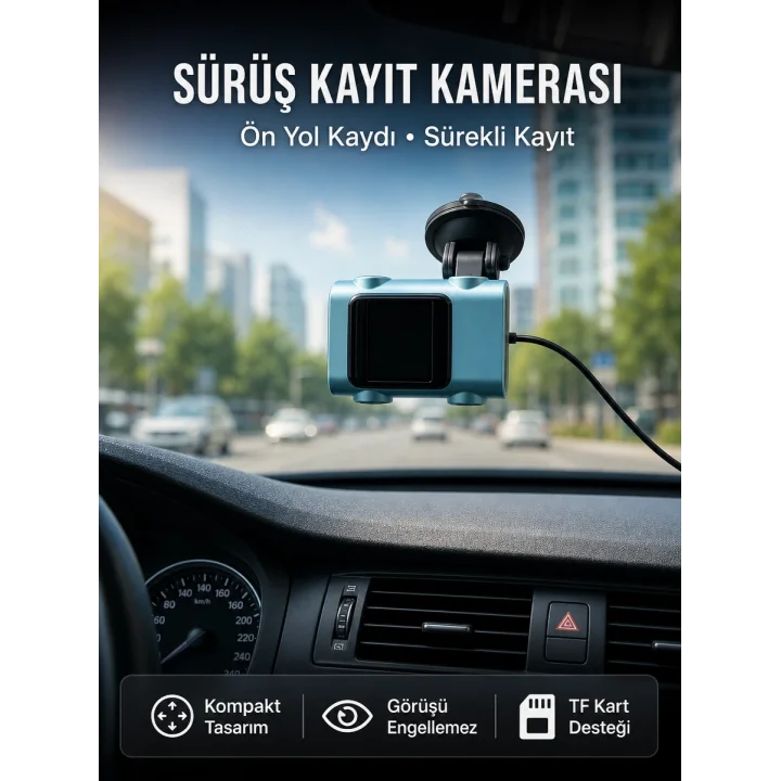 Mey İthalat® Araç Ön Cam Kamerası Sürüş Güvenliği İçin Video Kayıt Yeni Nesil