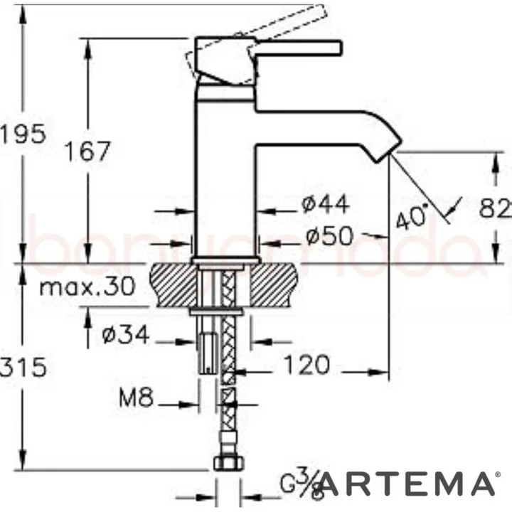 Mey İthalat® Artema A41984 Minimax S Lavabo Bataryası