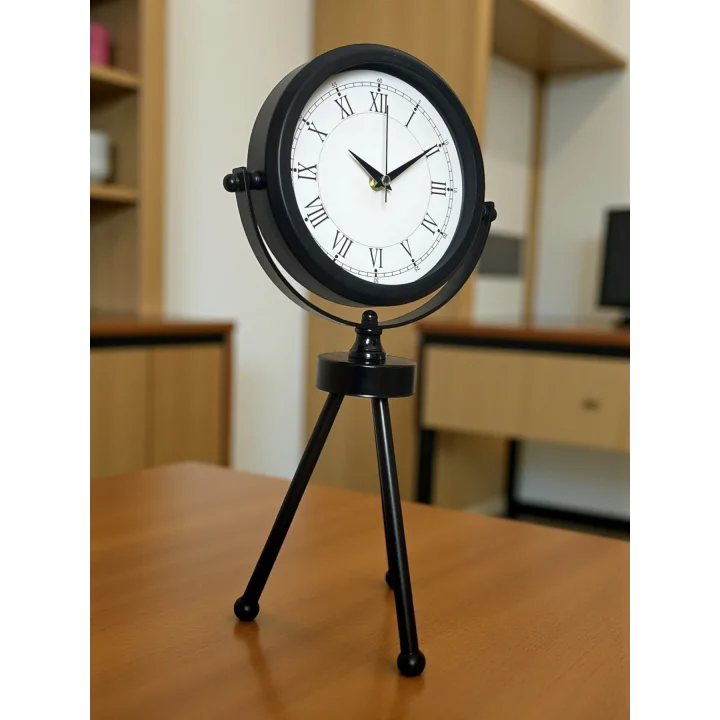 Mey İthalat® Asalet Siyah Üç Ayaklı Metal Masa Saati