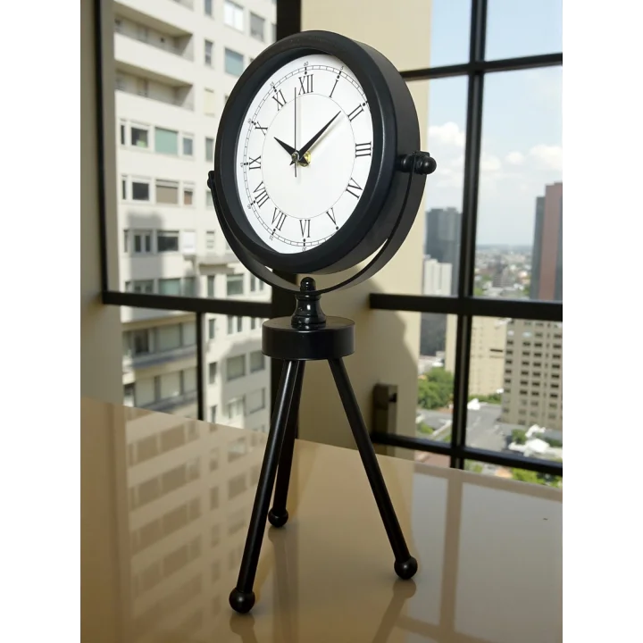 Mey İthalat® Asalet Siyah Üç Ayaklı Metal Masa Saati