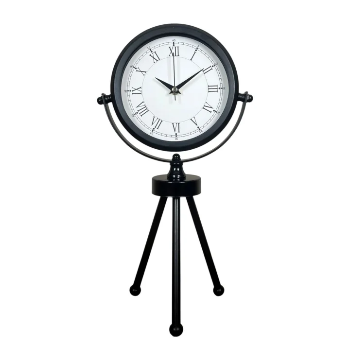 Mey İthalat® Asalet Siyah Üç Ayaklı Metal Masa Saati