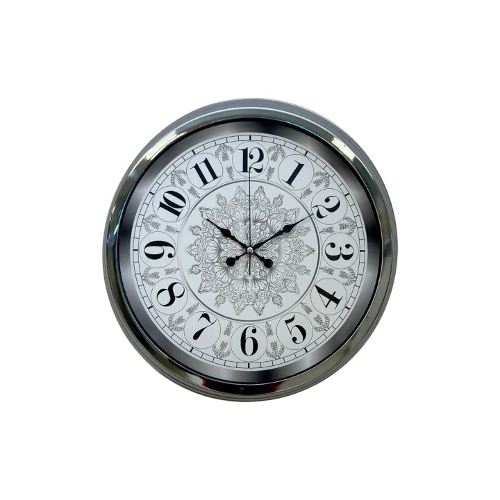 Mey İthalat® Asil Motif Krom 40 Cm Metal Duvar Saati