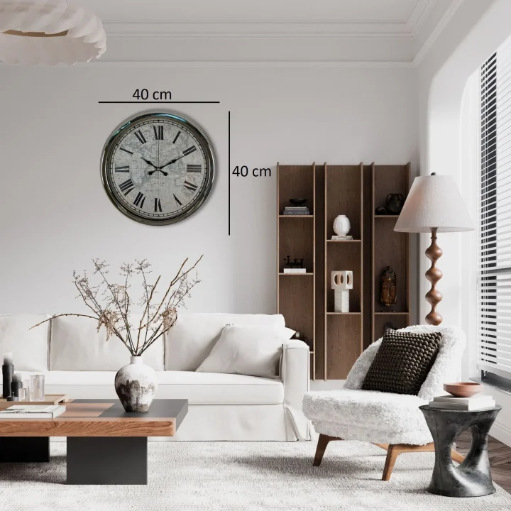 Mey İthalat® Atlas  40 Cm Metal Duvar Saati