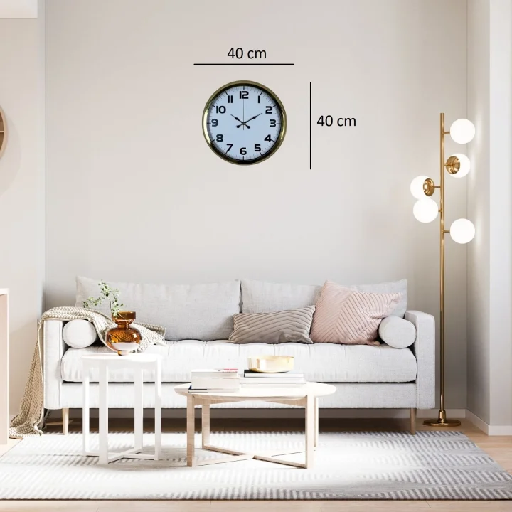 Mey İthalat® Aurelia Gold 40 Cm Metal Duvar Saati
