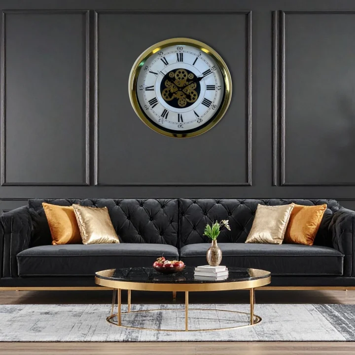 Mey İthalat® Aurelius Gold 60 Cm Çarklı Duvar Saati