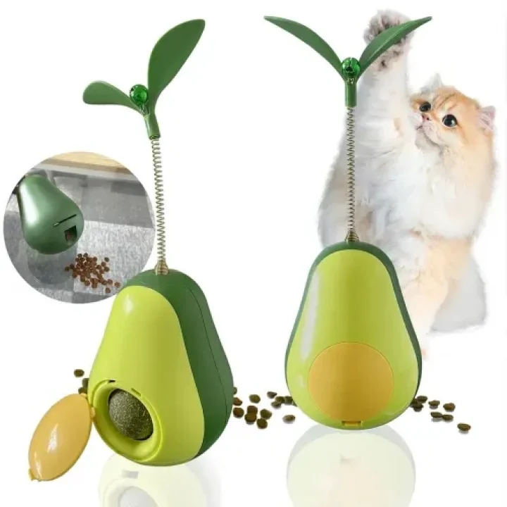 Mey İthalat® Avokado Şeklinde Kedi Naneli ve Mama Hazneli Kedi Oyuncağı
