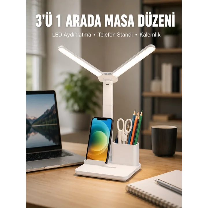 Mey İthalat® Ayarlanabilir Açıya Sahip Masa Lambası | Kademeli Işık Seviyesi, Modern ve Kompakt Tasarım Yeni Nesil