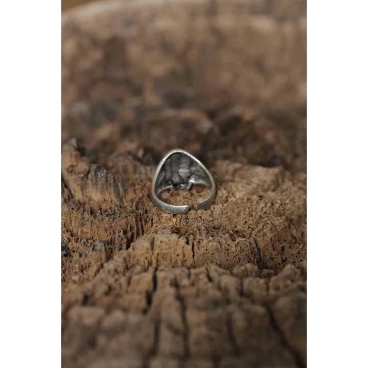 Mey İthalat® Ayarlanabilir Motifli Kuru Kafa Tasarımlı Erkek Yüzük