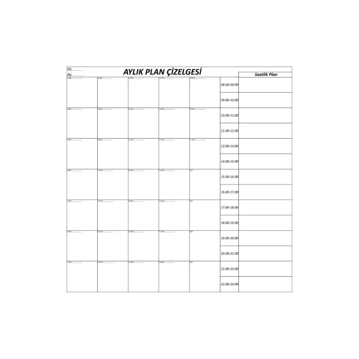 Mey İthalat®  Aylık Planlayıcı Manyetik Duvar Stickerı Takvim Plan Çizelgesi