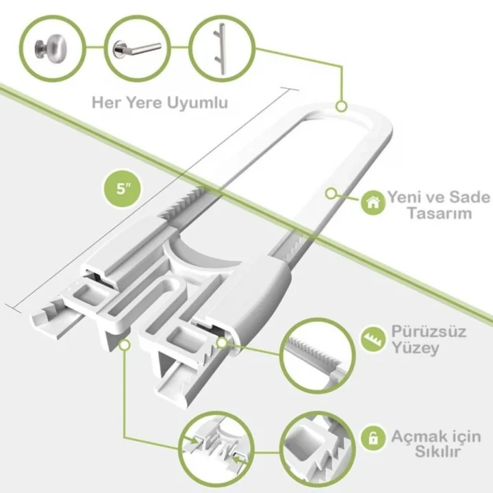 Mey İthalat®  Bebek Çocuk Çekmece ve Dolap Koruma Raylı Güvenlik Sistemi Emniyet Kilidi