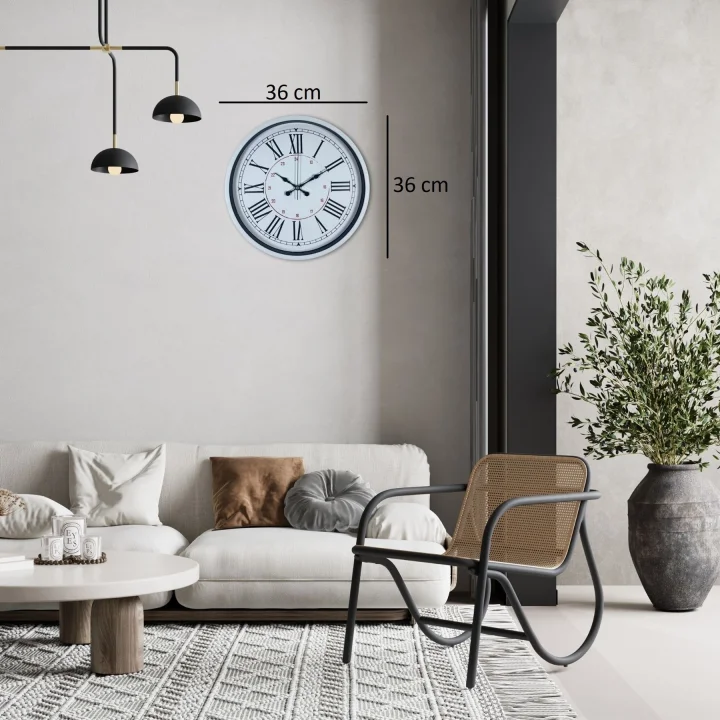 Mey İthalat® Beyaz 36 Cm Standart Duvar Saati