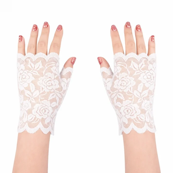 Mey İthalat® Beyaz Dantel Parmaksız Kısa Eldiven
