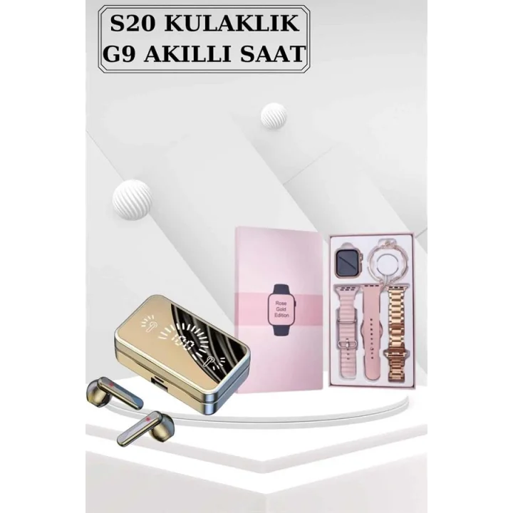 Mey İthalat® Bileklikli Amoled Ekran Akıllı Saat ve Dijital Göstergeli Kablosuz Bluetooth Kulaklık ANC/ ENC