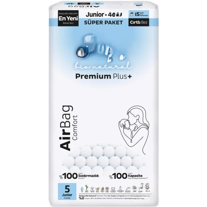 Mey İthalat® Bio Natural Premium Plus Airbag Comfort Bebek Bezi 5 Beden 40 Adet