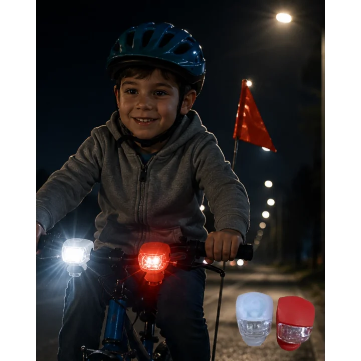 Mey İthalat® Bisiklet Ön Arka Işık Seti Silikon Çakar LED Güvenlik Lambası