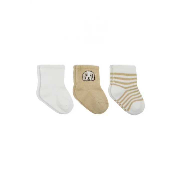 Mey İthalat® Bistyle Dog Boy 3lü Penye Soket Çorap 10134 Ekru