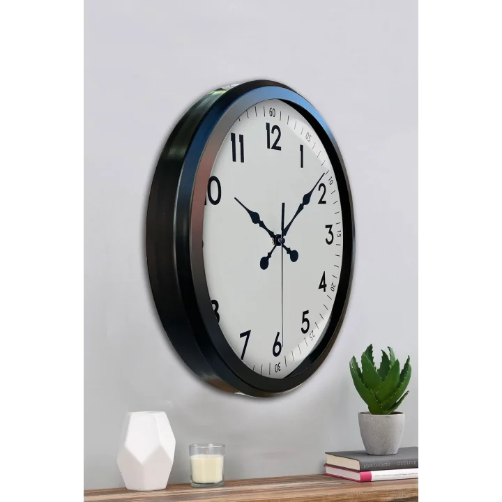 Mey İthalat® Black Classic 52 Cm Metal Modern Ve Şık Duvar Saati