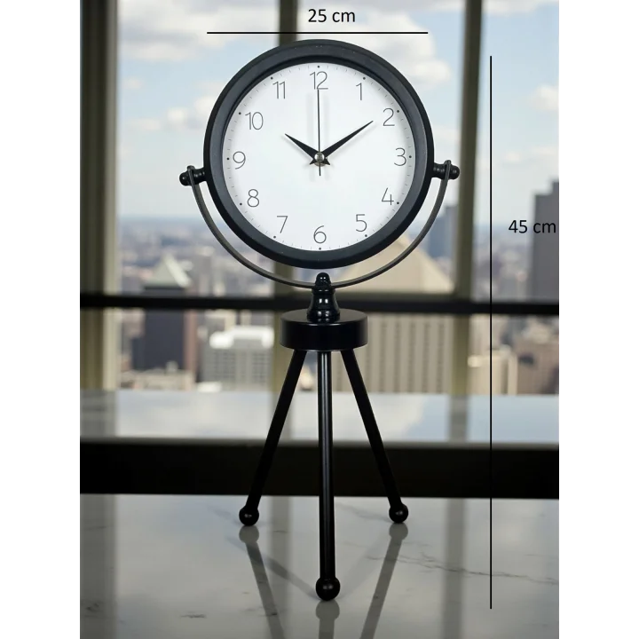 Mey İthalat® Black Classic Dekoratif Üç Ayaklı Masa Saati