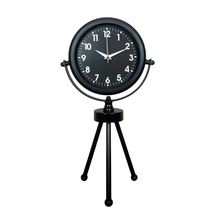 Mey İthalat® Black Luxury Modern Üç Ayaklı Metal Masa Saati