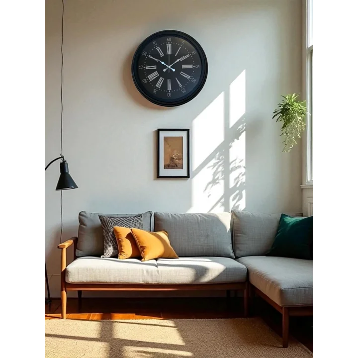 Mey İthalat® Black Noble 40 Cm Metal Modern Duvar Saati