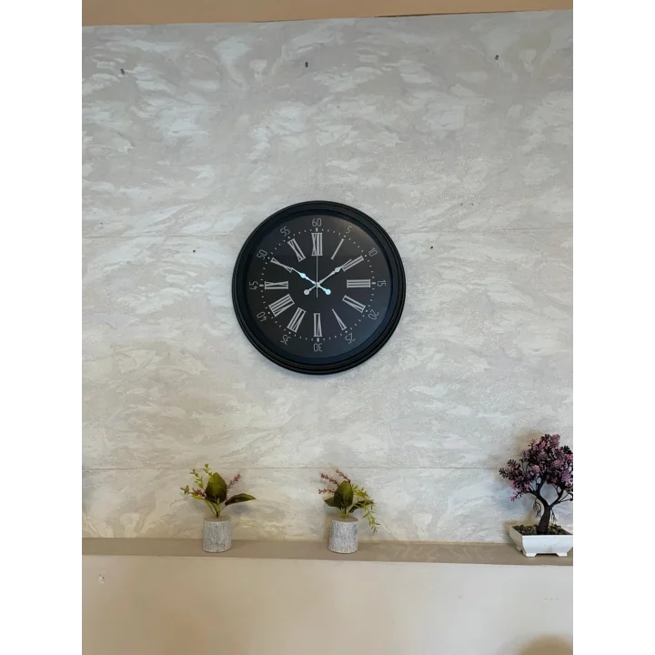 Mey İthalat® Black Noble 40 Cm Metal Modern Duvar Saati