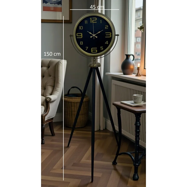 Mey İthalat® Black Noble Eskitme Tripod Ayaklı Saat