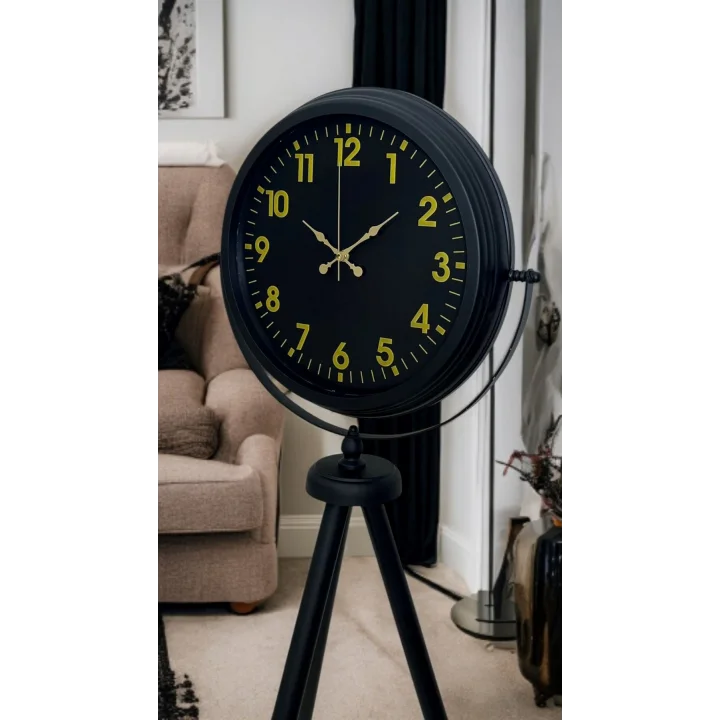 Mey İthalat® Black Prime Gold Rakamlı Tripod Ayaklı Saat