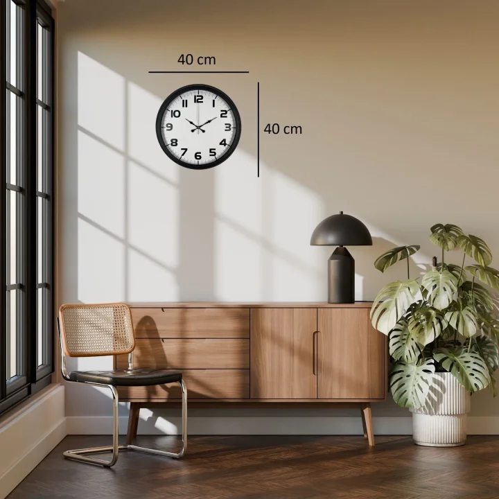 Mey İthalat® Black Simplex 40 Cm Metal Duvar Saati