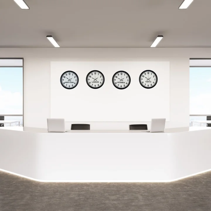 Mey İthalat® BlackLine 4’lü 36 cm Dünya Saati Seti