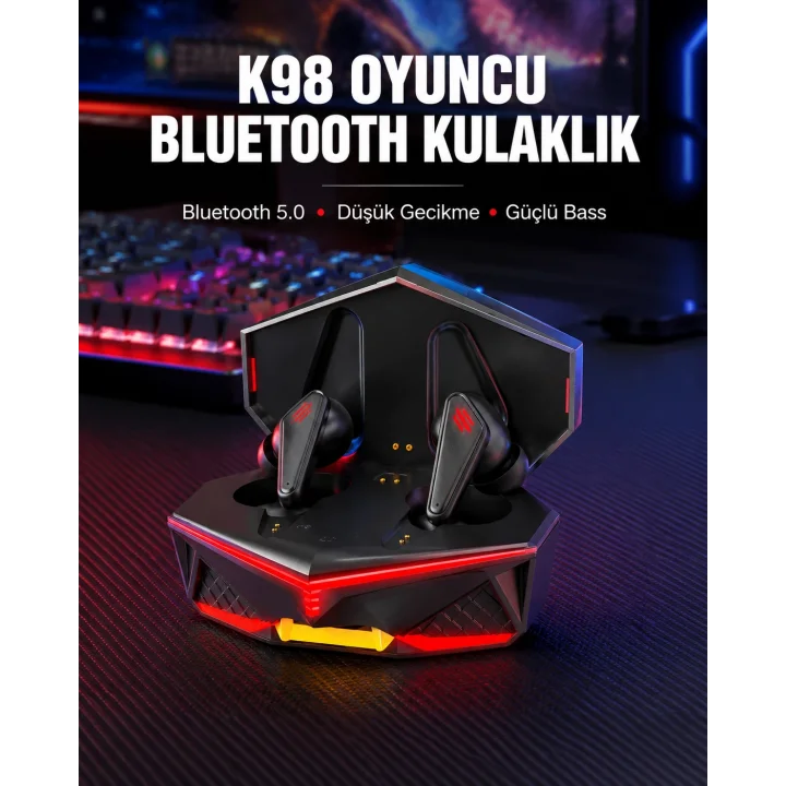 Mey İthalat® Bluetooth 5.0 Kablosuz Gaming Kulaklık Suya Dayanıklı Yeni Nesil
