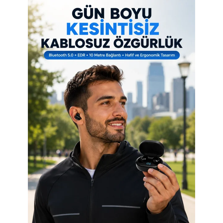 Mey İthalat® Bluetooth 5.0 Kulaklık – LED Ekranlı Şarj Kutusu Yeni Nesil