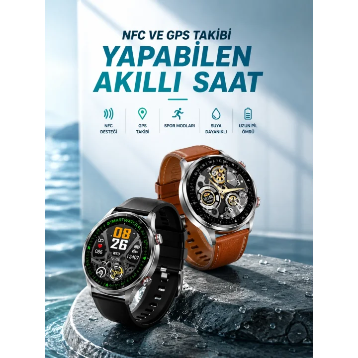 Mey İthalat® Bluetooth Bağlantılı Akıllı Saat Tüm Telefonlara Uyumlu Değiştirilebilir Kordon