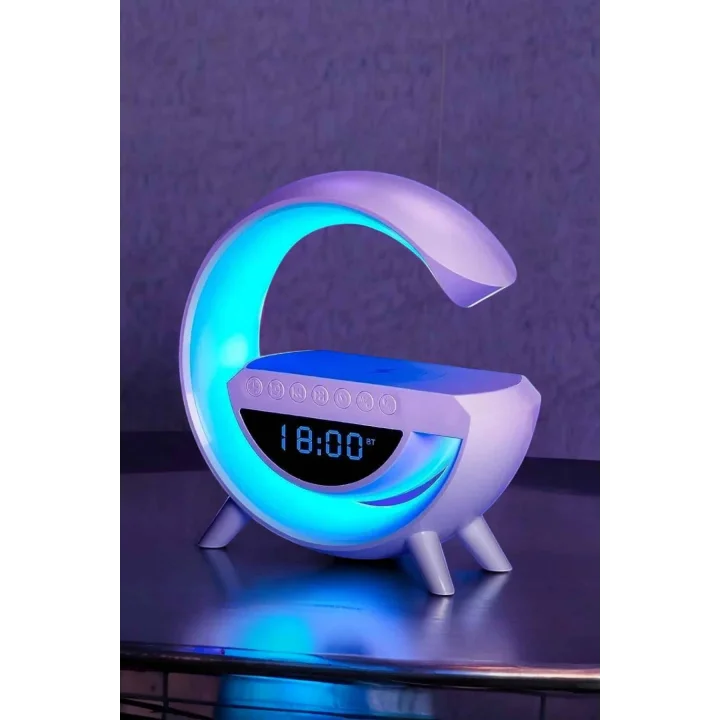Mey İthalat® Bluetooth Hoparlör 15W Kablosuz Hızlı Şarj LED Gece Lambası