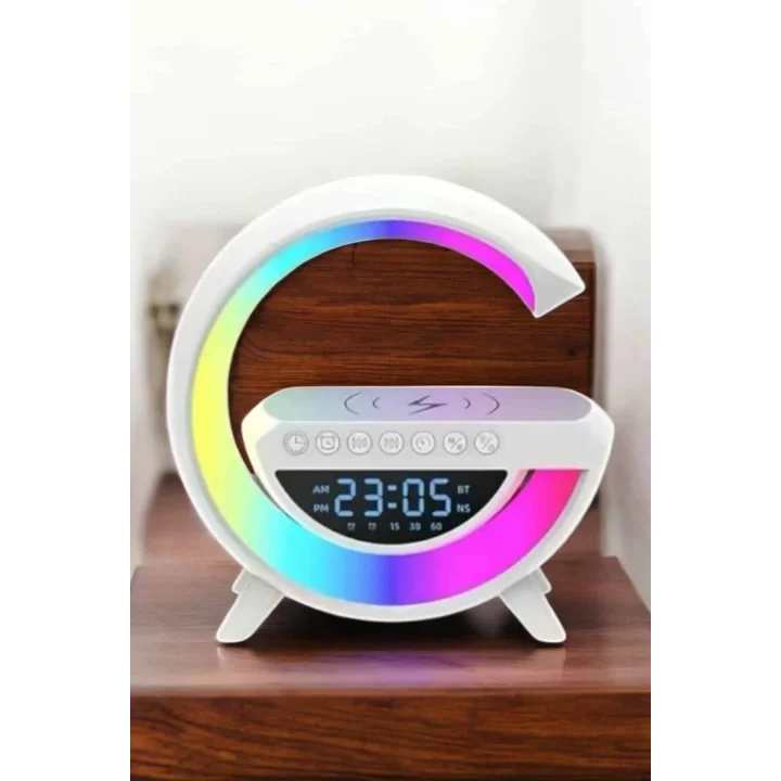 Mey İthalat® Bluetooth Hoparlör 15W Kablosuz Hızlı Şarj LED Gece Lambası