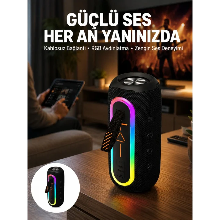 Mey İthalat® Bluetooth Hoparlör Uzun Pil Ömrü Taşınabilir Yüksek Ses Kaliteli Yeni Nesil