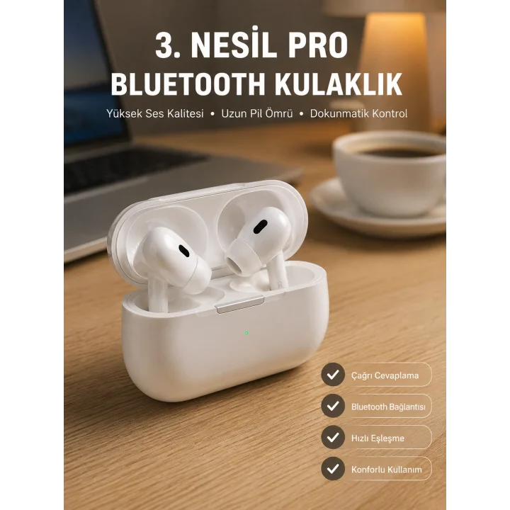 Mey İthalat® Bluetooth Kulaklık Kulak İçi Silikonlu Stereo Yüksek Ses Kaliteli Dokunmatik