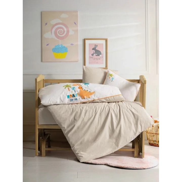 Mey İthalat®   Box Punch Nakışlı Bebek Nevresim Takımı Kiddo