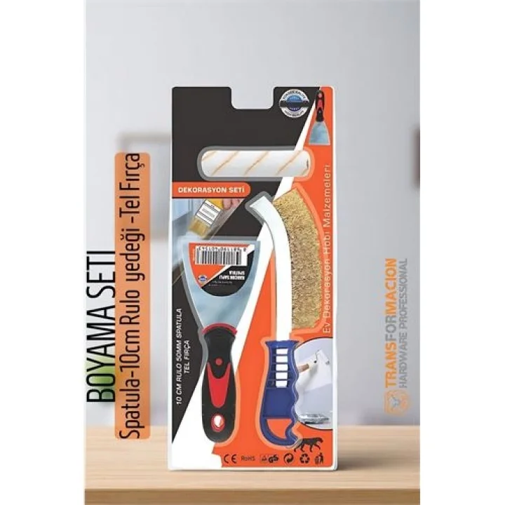 Mey İthalat® Boyama Seti - Spatula-10cm Rulo  yedeği -Tel Fırça 721858