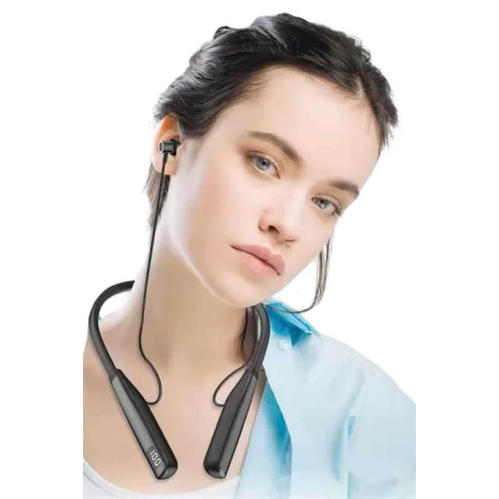 Mey İthalat® Boyun Askılı 100 Saat Kablosuz Kulaklık Göstergeli Bluetooth Kulaklık