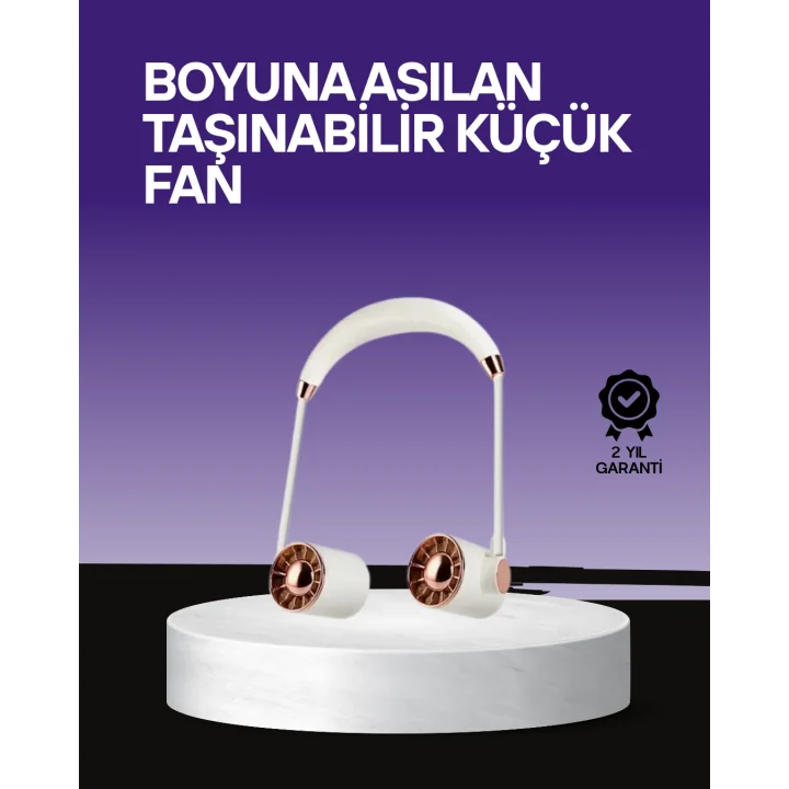 Mey İthalat® Boyun Askılı Katlanabilir Fan 1000 mAh USB Şarjlı Taşınabilir