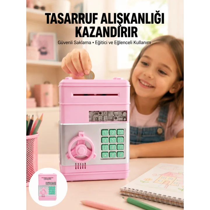 Mey İthalat® Büyük Hazneli Şifreli Para Tasarruf Kumbarası