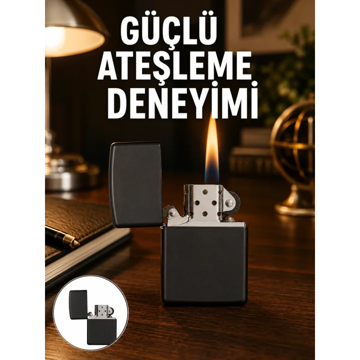 Mey İthalat® Çakmak Parlak Siyah Doldurulabilir Hedyelik Eşya Yeni Nesil